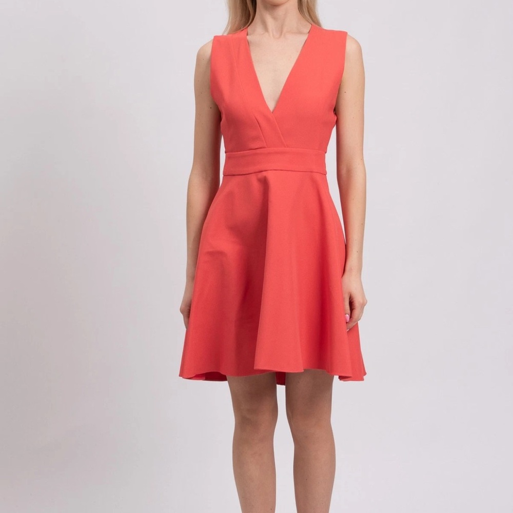 Elegant Coral Sleeveless Dress made in Italy